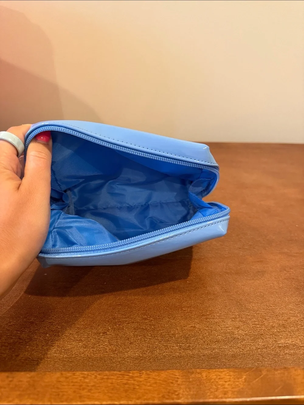 Summer Fridays Glossy Sky Blue Vinyl Cosmetic Pouch